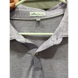 Peter Millar Mens XXL Polo Shirt Lavender Green Space Dye Stripe Short Sleeve